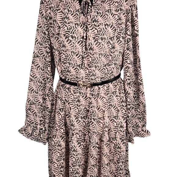 NWOT | Abstract Animal Print Tiered Maxi Dress with Adjustable Belt | X-Large - Picture 3 of 9